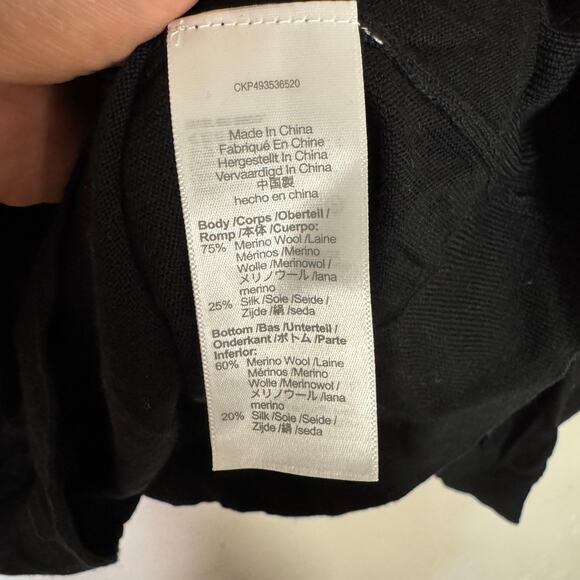 Madewell Merino Wool-Silk Blend V-Neck Sweater WMNS L Black Relaxed Fit Pullover - Picture 6 of 8